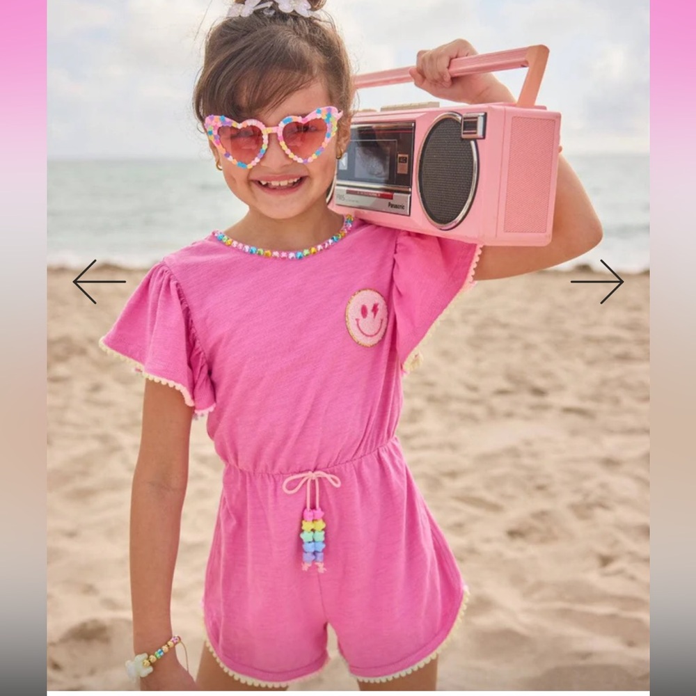 Lola + the boys Pink Gems Emoji Romper